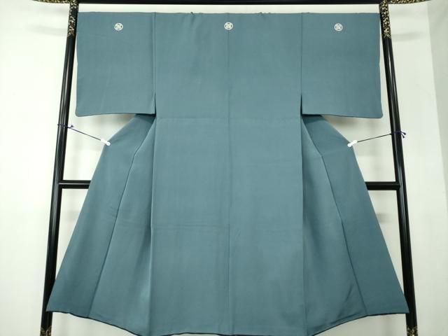 平和屋着物●男性 色紋付 羽織セット 長羽織 着物 御召御納戸色 羽織 百入茶色 正絹 DAAV6862ps