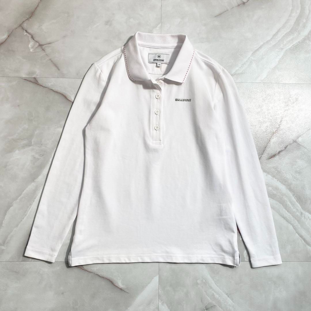 A16521 美品ブリーフィングゴルフ 22ss 3Dロゴ長袖ポロシャツ 白XS A16521 美品ブリーフィングゴルフ 22ss 3Dロゴ長袖ポロシャツ 白