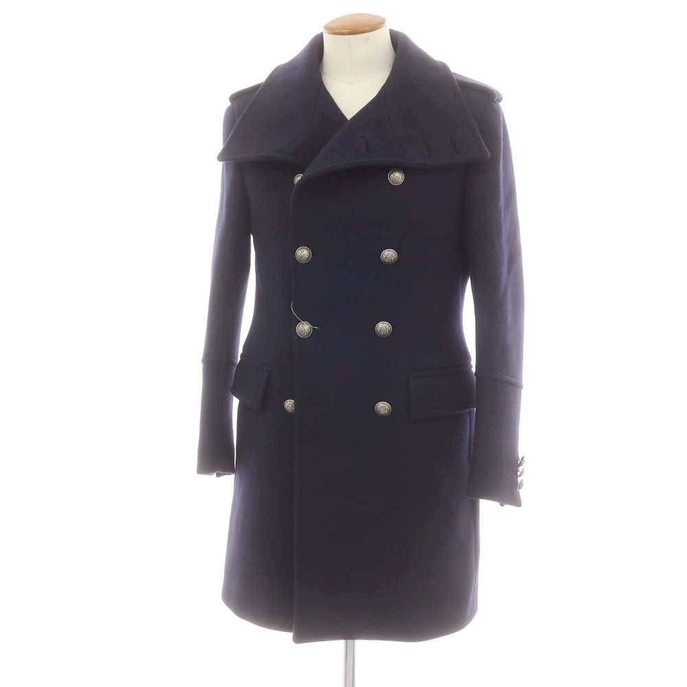 ボッテガ マルティネーゼ BOTTEGA MARTINESE ウールポリエステル ダブルブレストコート ネイビー サイズ48 メンズ
