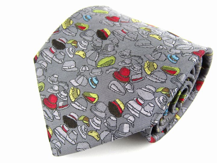 銀座田屋オーバーテン ブランドネクタイ 総柄 帽子柄 シルク 日本製 メンズ グレー GINZA TAYA OVER-TEN 