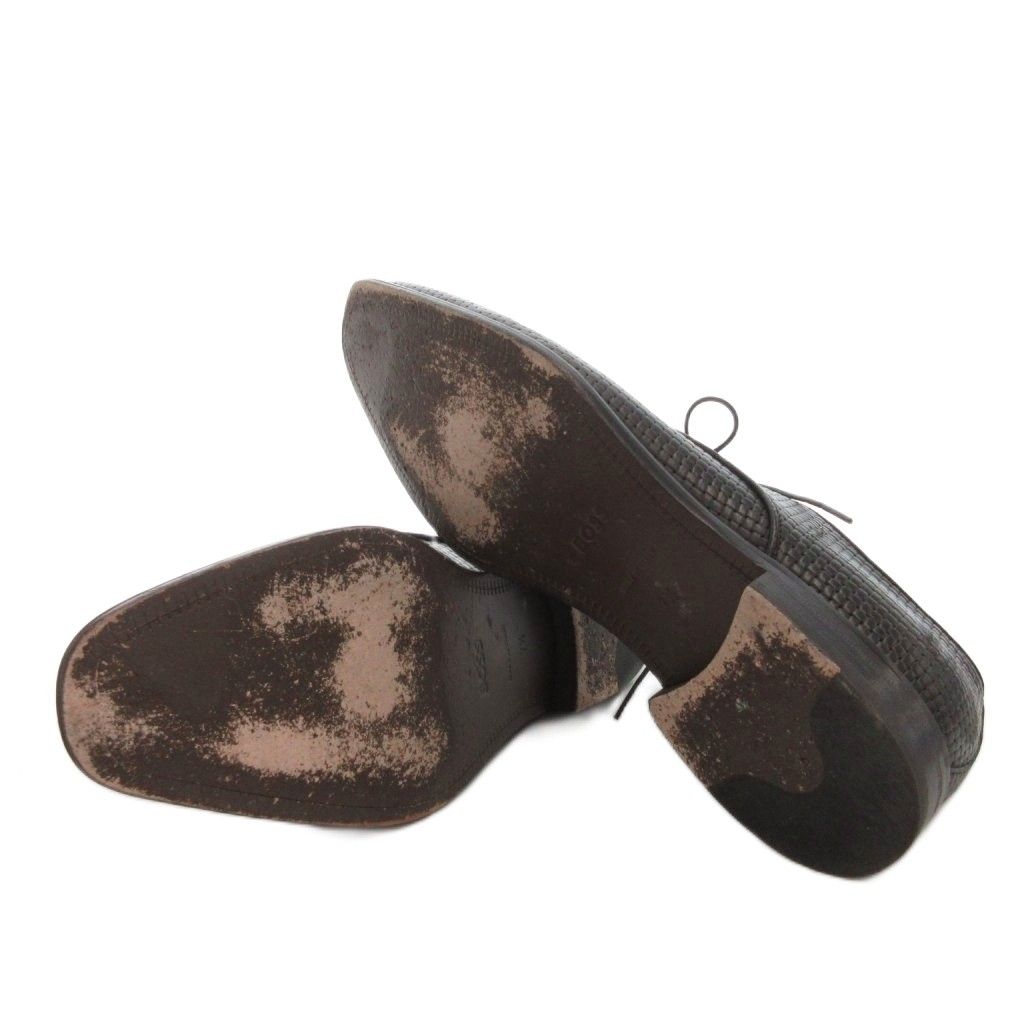  ヒューゴボス HUGO BOSS ビジネスシューズ 編み込みレザー 外羽根 7.5 黒 ブラック FF ドレス ビジネスシューズ ブーツ 革靴