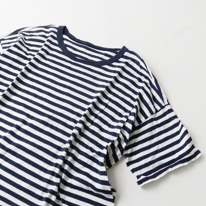 ネストローブ nest Robe コットンリネン ボーダーカットソー/ネイビー