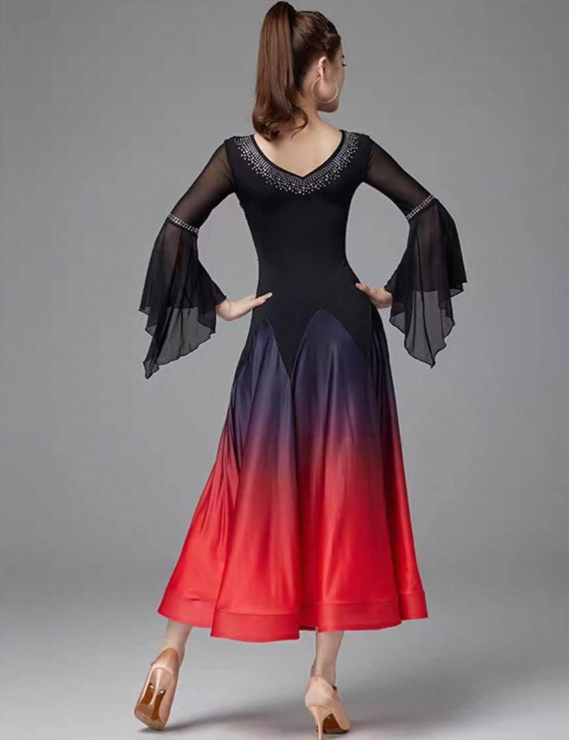 ストーン付き華やかワンピース★ダンスパーティーに最適✭スタンダード向け！ スタンダード練習着✨ストーン付きで華やかなワンピース✨ダンス