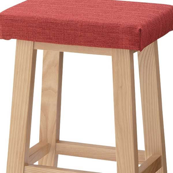 ３脚セット 天然木 アッシュ のバンビハイスツール クッション座面 W36×D26×H60cm No.789 レッド