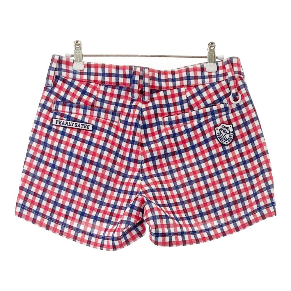 【新品タグ付】パーリーゲイツ赤黒チェック柄 ショートパンツ サイズ0 サイズ：0 PEARLY GATES パーリーゲイツ ショートパンツ チェック柄