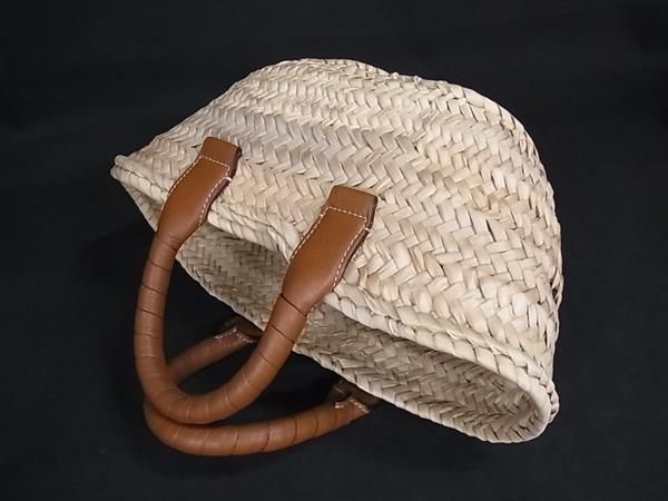 ■新品同様■ Chloe クロエ マーシー ラフィア×レザー ハンドバッグ かごバッグ トート レディース ベージュ系×ブラウン系 FS3765 □新品同様□ Chloe クロエ マーシー ラフィア×レザー ハンドバッグ