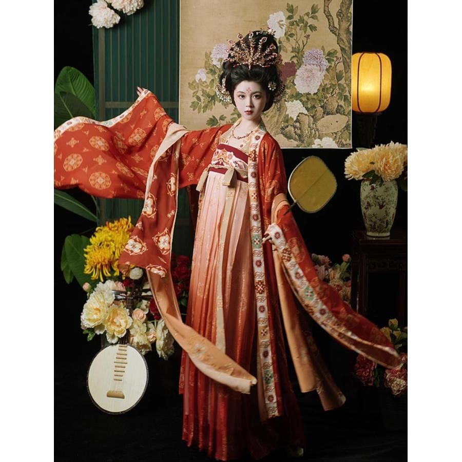 確かな品質。 漢唐古典チャイナ服 レディース 唐時代 豪華 宮廷 漢服 振袖羽織付き 豪華 中華衣裳 中国古代服装 華流 中華ドラマ 皇后 貴妃 コスチューム BJ0903ML242