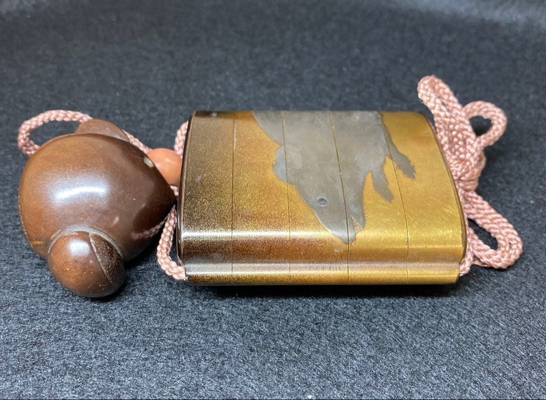 木彫栗からくり根付 木