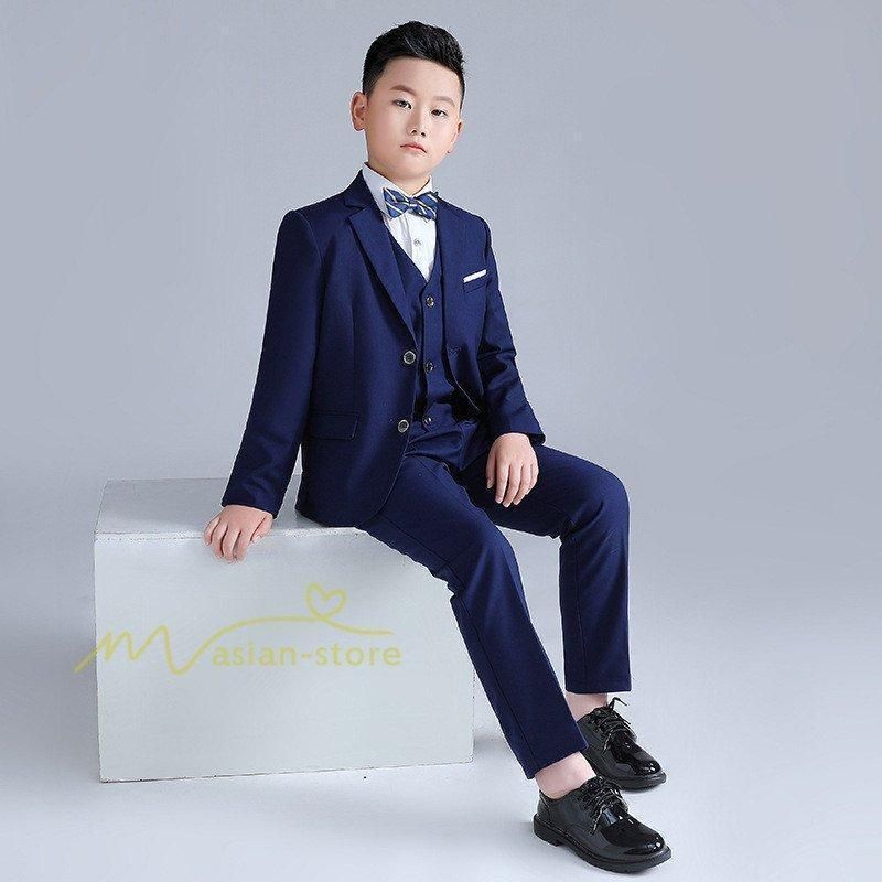 男児 フォーマルスーツ 卒園卒業入学式対応 130-160cm 細身カット カジュアル着こなし 写真撮影 結婚式 衣装セット 小学生 子供用 式典 学校行事 kkkdzo