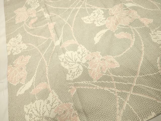 平和屋着物▽本塩沢 単衣 蔦の葉文 正絹 逸品 未使用 CAAT9531dy