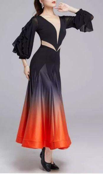 社交ダンスドレス ラテンドレス 透けません グラデーションカラー オーダーメイド