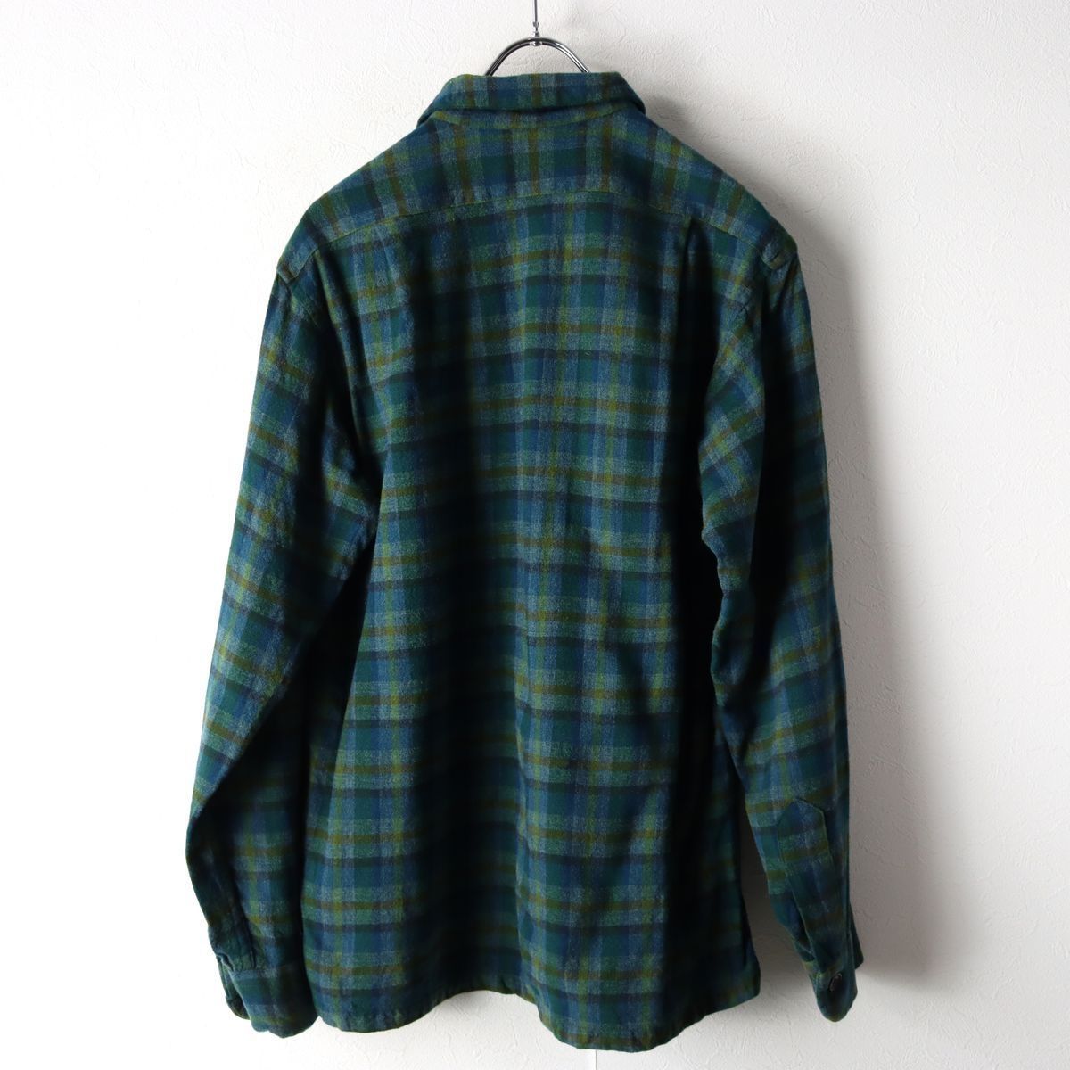 60s USA製 PENDLETON ペンドルトン 開襟 ウール チェック ボックス