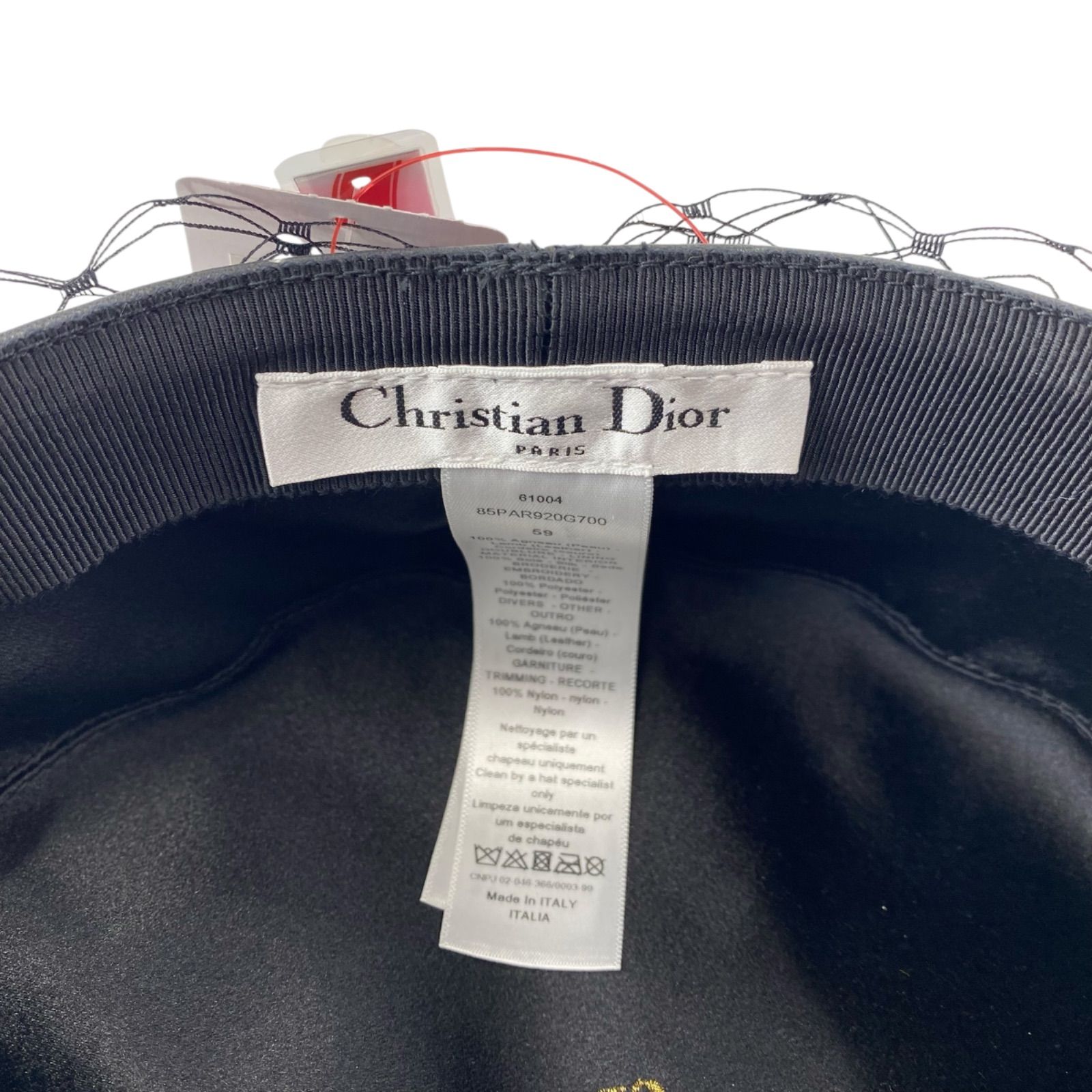 ○美品 Christian Dior クリスチャン ディオール レザー ベール付き