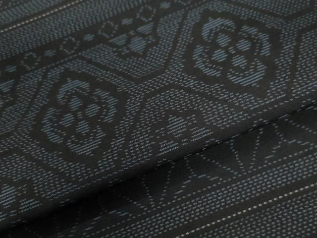 平和屋着物○本場大島紬 横段吉祥花文 徳絹織物謹製 証紙