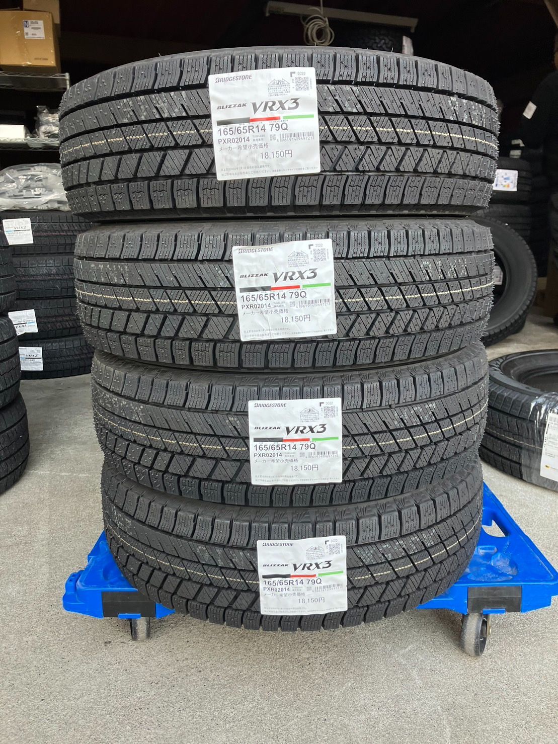 ブリヂストン VRX3 165|65R14 4本セット ラベル一部剥がれ 汚れあり