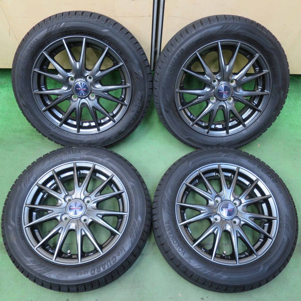 バリ溝 22年 キレイ ほぼ10分 スタッドレス 155 65R14 ヨコハマ アイスガード iG60 VELVA SPORTZ ヴェルヴァ 14インチ PCD100 4H 5092910イス