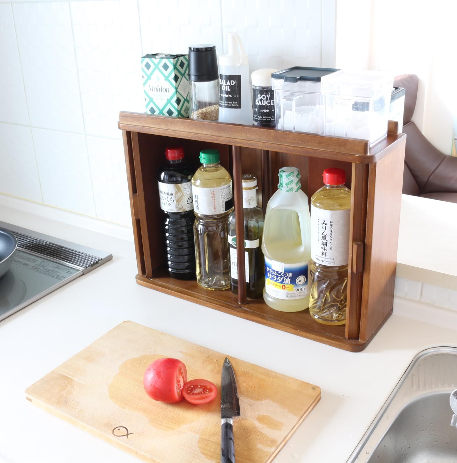 オスマック OSMAC 調味料ラック スパイスラック 幅50cm キッチン 収納 大容量 隠せる インテリア 竹製 ダークブラウン KTX50355DB NEXPOTALLINN_EU