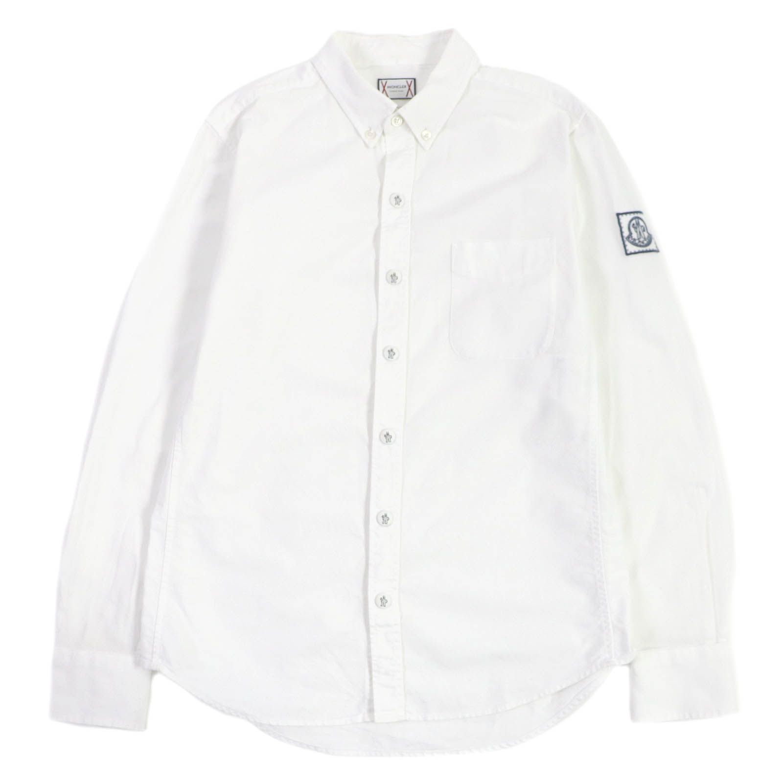 美品□MONCLER GAMME BLEU モンクレール ガムブルー CAMICIA コットン100％ ロゴボタン ロゴワッペン 長袖シャツ ホワイト  0 イタリア製 正規品 メンズ - メルカリ