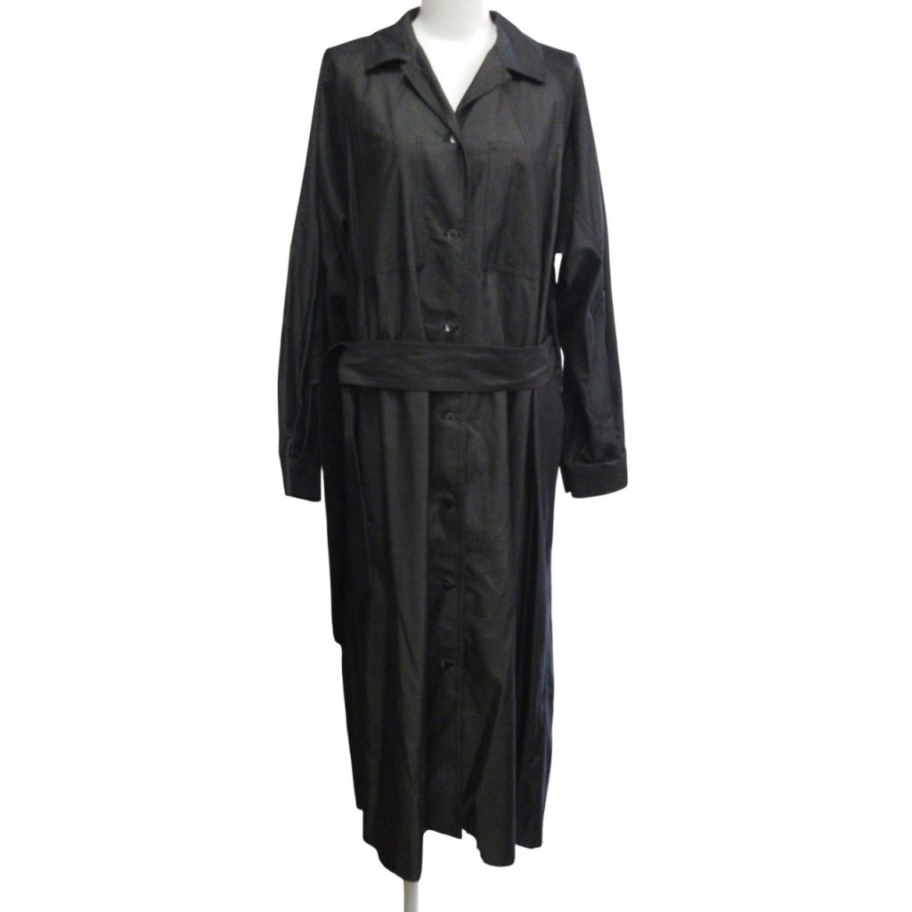セヤ Seya. MEI COAT-DRESS SILK DENIM CHARCOAL コートドレス シルクデニム ワンピース ベルト付 チャコール M