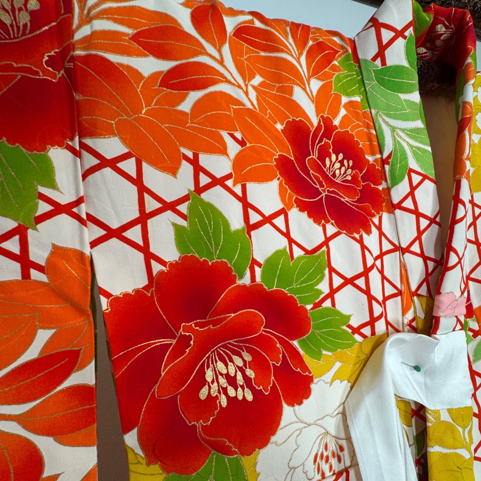 T 超美品 七五三 7歳 フルセット 女の子 子供 絹 着物 赤 ヴィンテージ