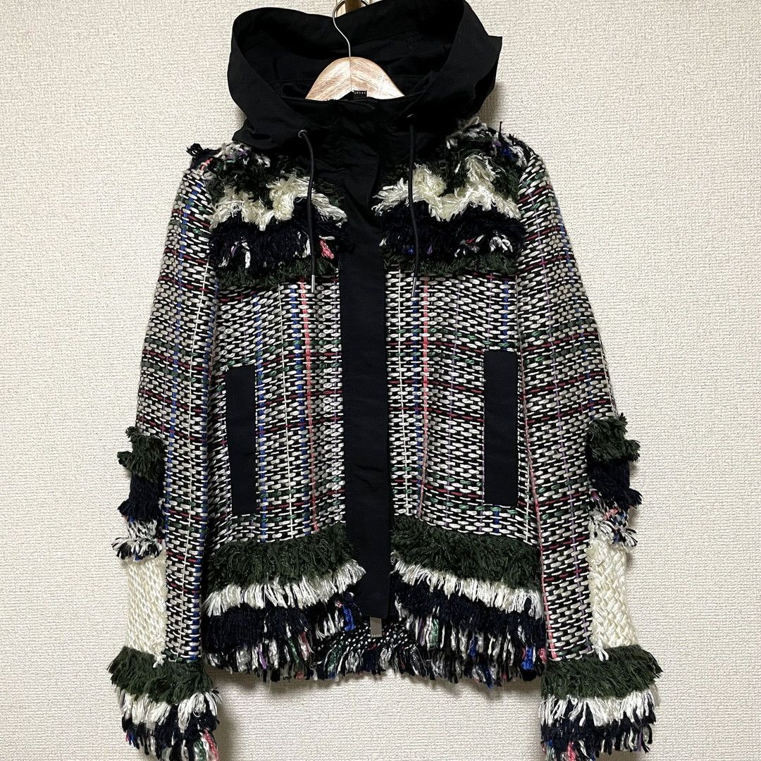sacai サカイ ツイード ジャケット パーカー ドッキング コートMA1