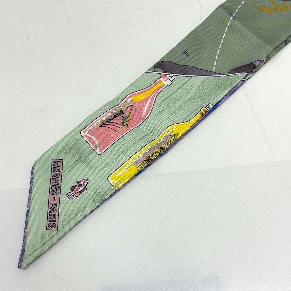 エルメス ボトルシップ ツイリー スカーフ シルク マルチカラー