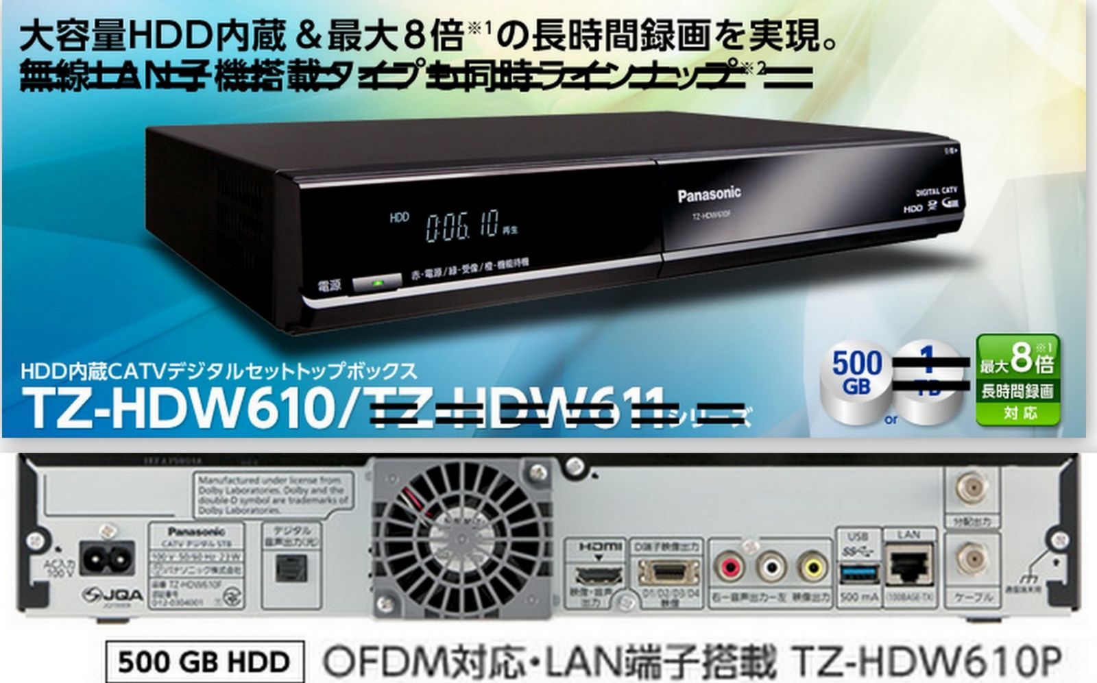 TZ-HDW610P 2番組録画 地デジチューナー+ハードディスクレコーダー