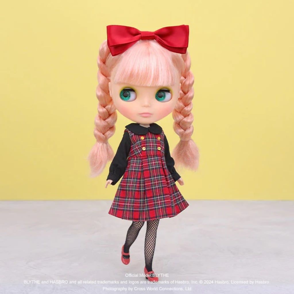 新品ジュニームーン ディアダーリン 22cmドールサイズ(ネオブライス) チェックジャンパースカートセット レッド