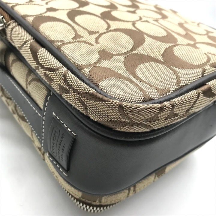 美品 COACH コーチ シグネチャー キャンバス レザー ショルダー バッグ ブラウン a4470 美品 COACH コーチ シグネチャー キャンバス レザー ショルダー バッグ
