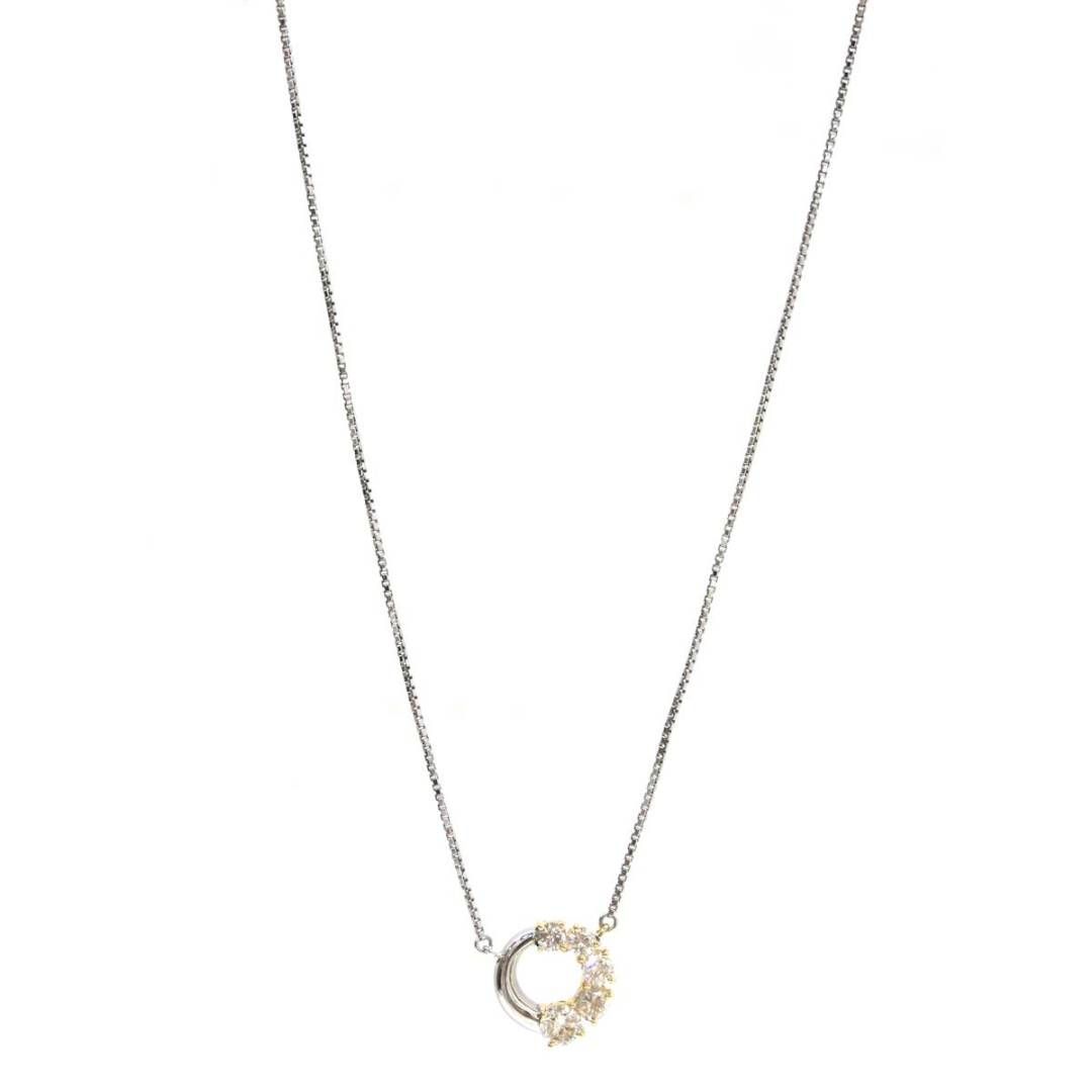 Pt850/K18 天然ダイヤモンドトップ付ネックレス ダイヤ豪華1.04ct 5P 
