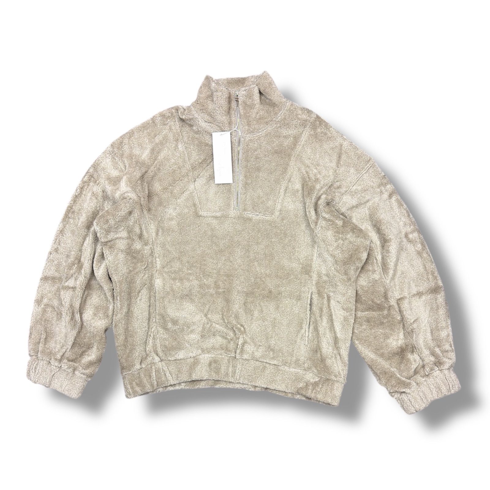 参考上代35200円 my beautiful landlet ハーフジップパイルプルオーバー フリースジャケット マイビューティフルランドレット WM12-TP242121 ライトグレー 1 99452A7