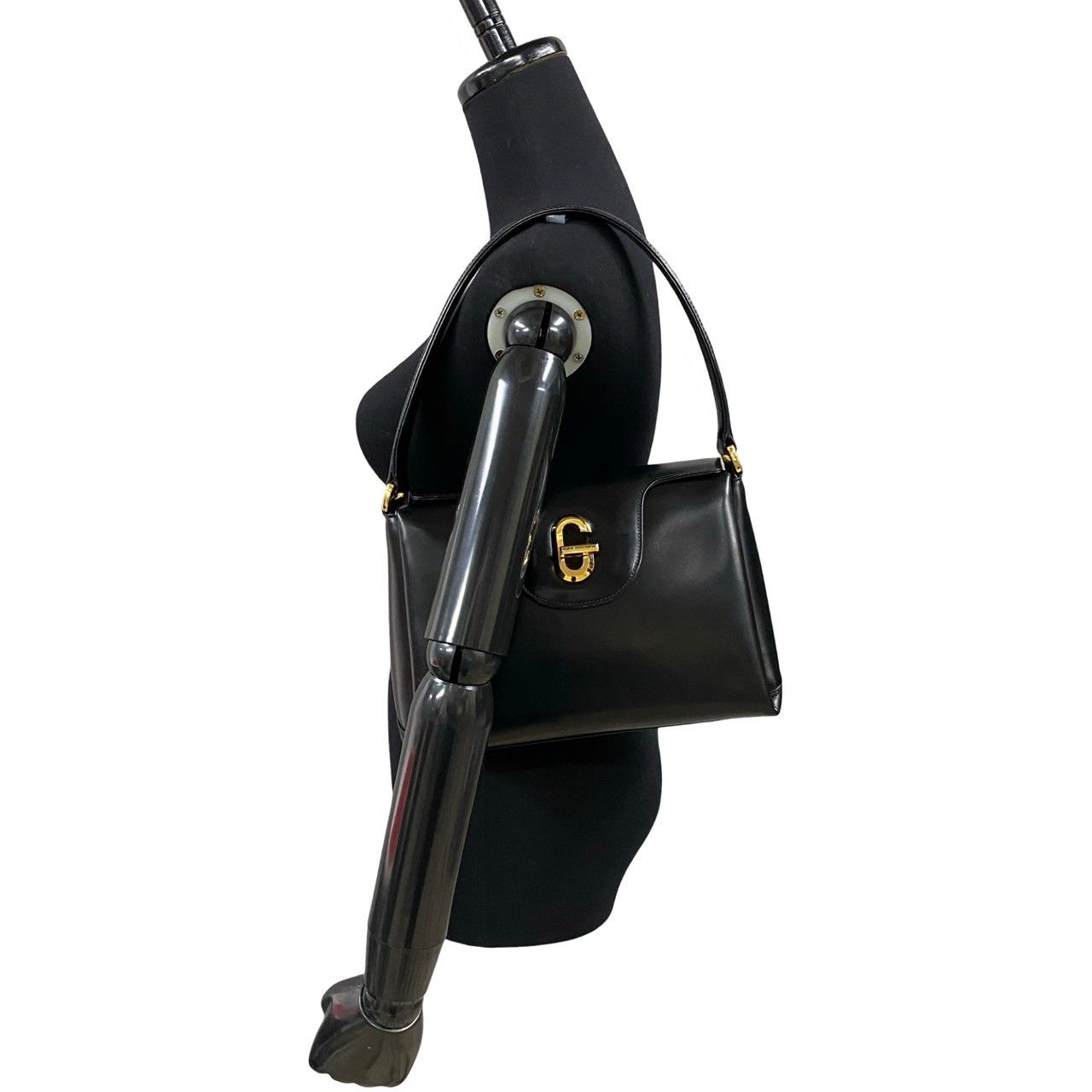 極 美品 GUCCI グッチ オールドグッチ ロゴ ターンロック 金具 カーフ