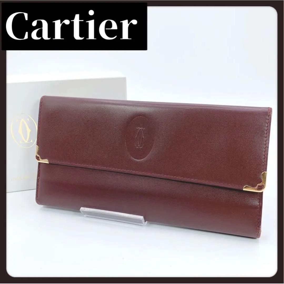 レビュー高評価のおせち贈り物 Cartier レディース がま口 ボルドー 財布 長財布 カルティエ 小物