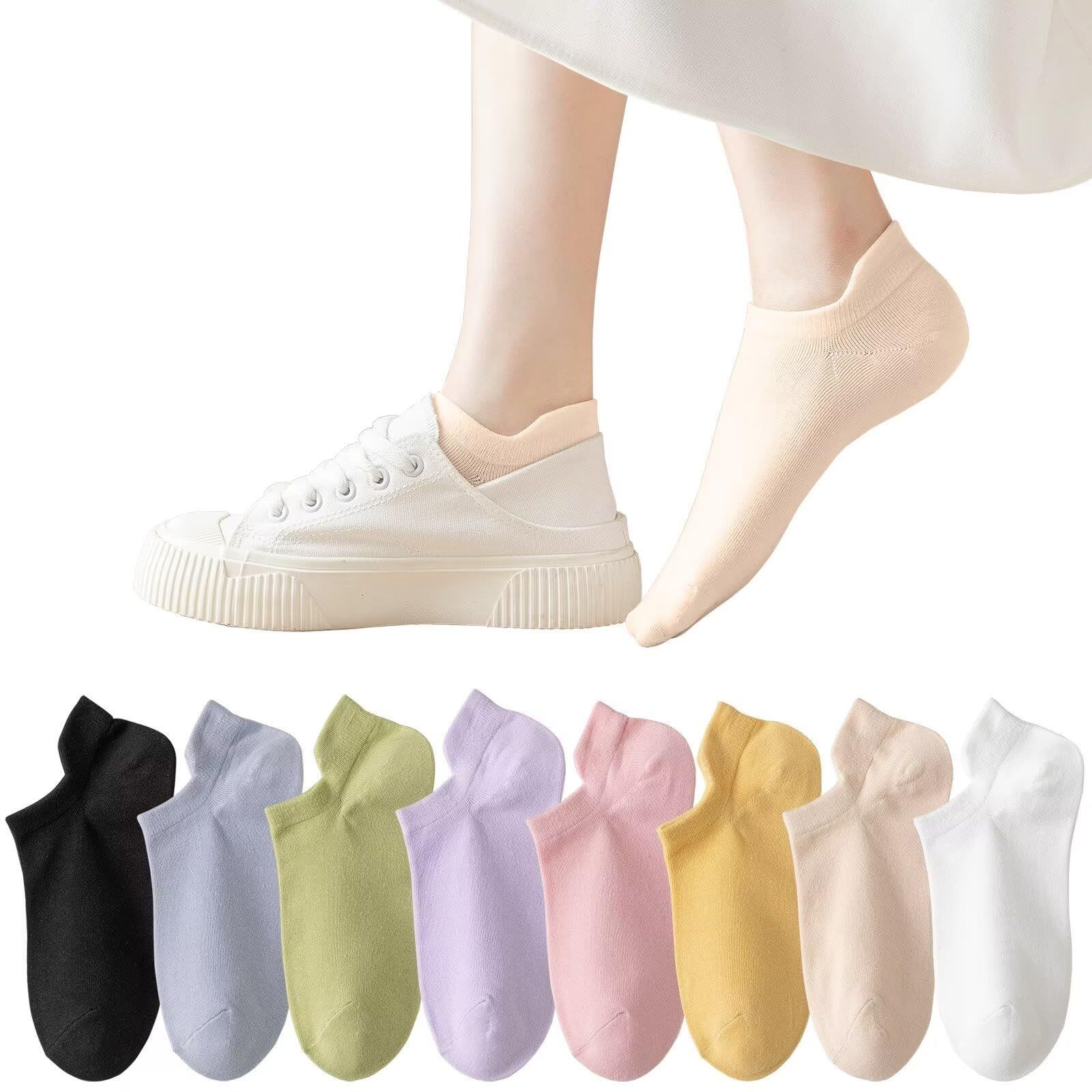 レディース レディース くつした 無地 カジュアルソックス 脱げない おしゃれ ギフト 22 25cm 綿 8足セット 通気 防臭 四季 抗菌 ソックス 靴下 HWVICTORYV