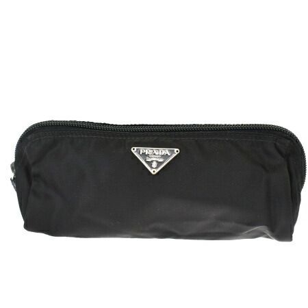 外美品 プラダ PRADA ペンケース 筆箱 セール中 三角 ブラック