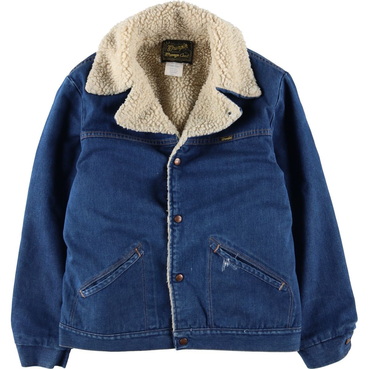 古着 70~80年代 ラングラー Wrangler WRANGE COAT ランチコート 濃紺 デニムボア ランチコート USA製 メンズL相当 ヴィンテージ/evb009319