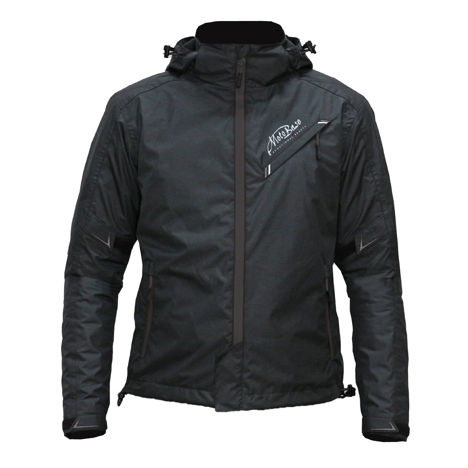モトベース 春秋モデル 防風 防水 バイク用ジャケット プロテクション ウインドブレーカー ジャケット｜MBWB-01 ｜ブラック|ブラック｜M