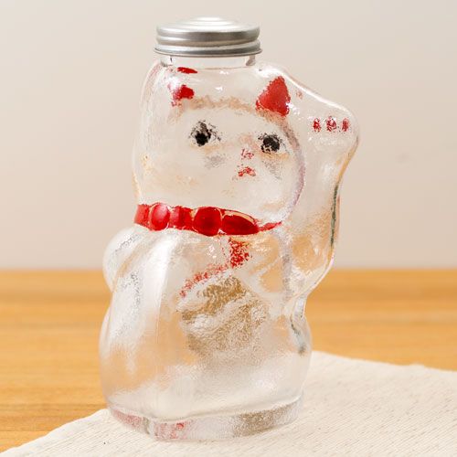 廣田硝子 招き猫 菓子ビン 小 (SM-2S) レトロ感ある懐かしのガラス瓶