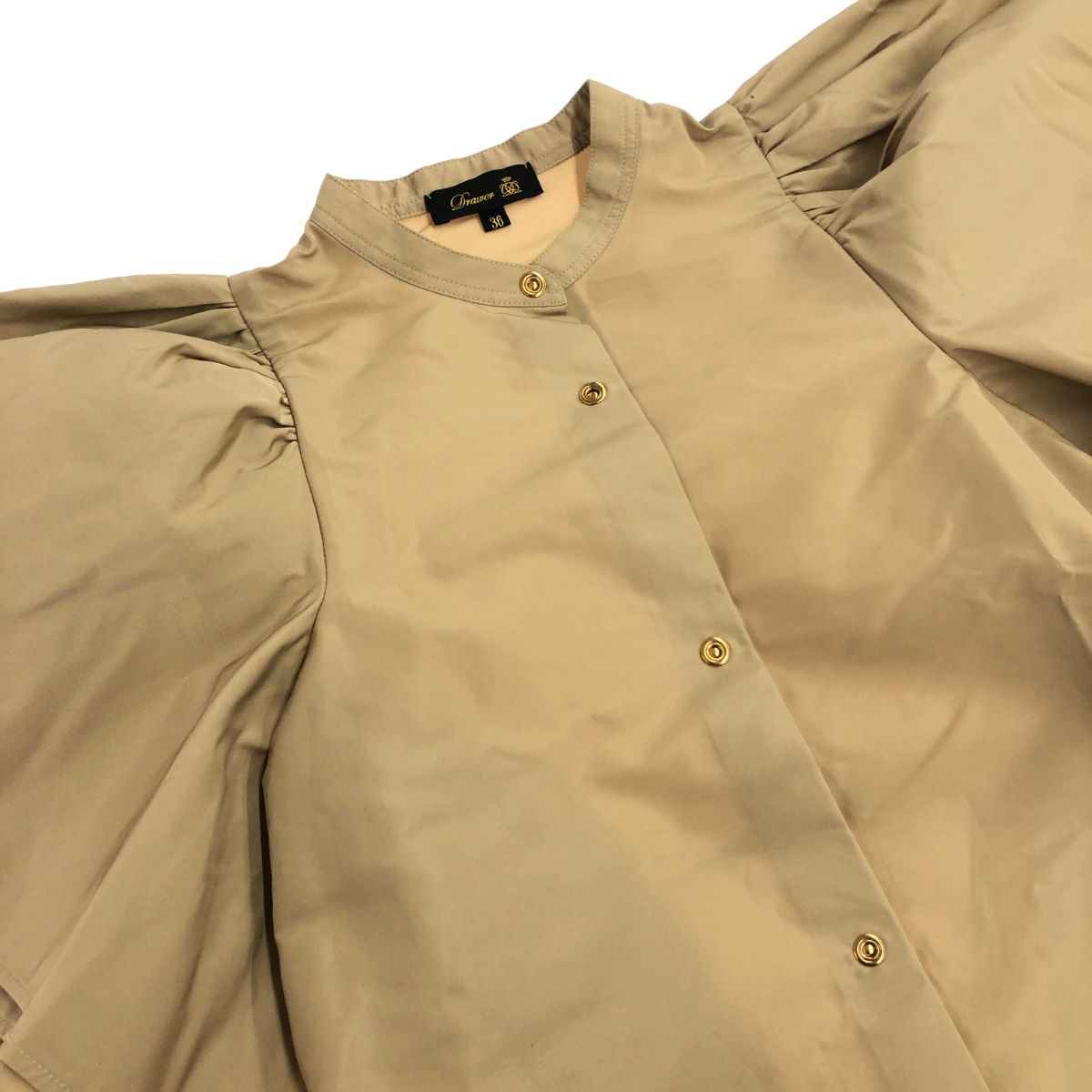 drawer ヘムフレアスタンドカラーブラウス ドゥロワー