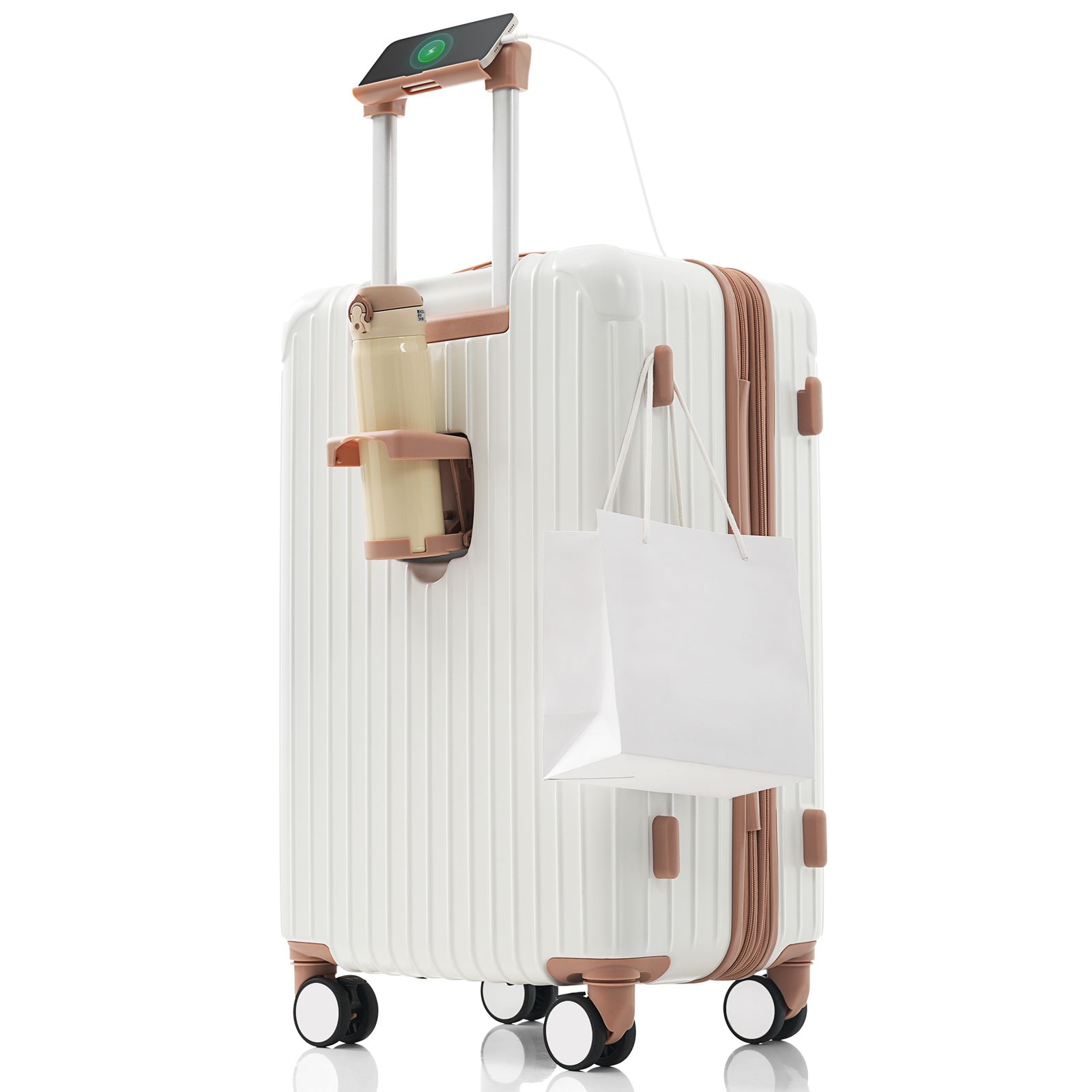 スーツケース Lサイズ ストッパー付き USBポート容量拡張 キャリーバッグ キャリーケース スマホスタンド ドリンクホルダー TSAロックかわいい 7日 14日 大型 おしゃれ 軽量 大容量 海外旅行 GC