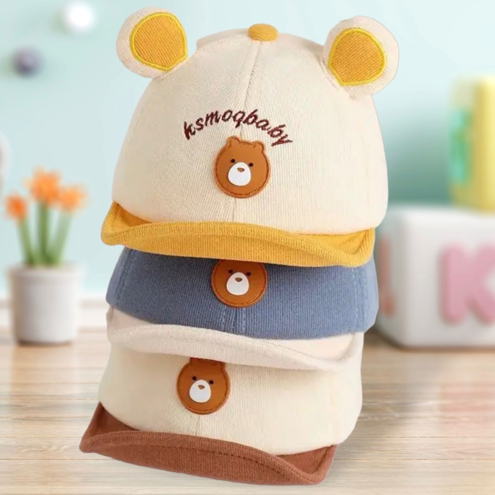 可愛い帽子 ベビー キッズ キャップ カジュアル かわいい クマ耳 ロゴ 