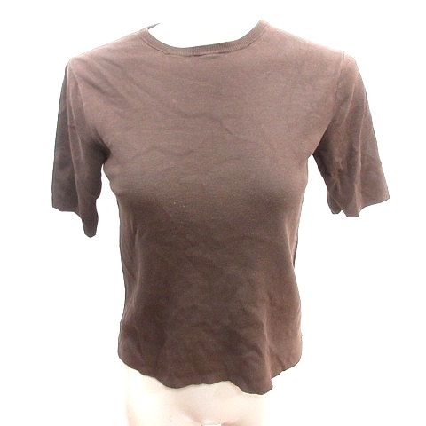 B&Y ユナイテッドアローズ BEAUTY&YOUTH ビューティー&ユース ニット カットソー クルーネック 半袖 茶 ブラウン /AU