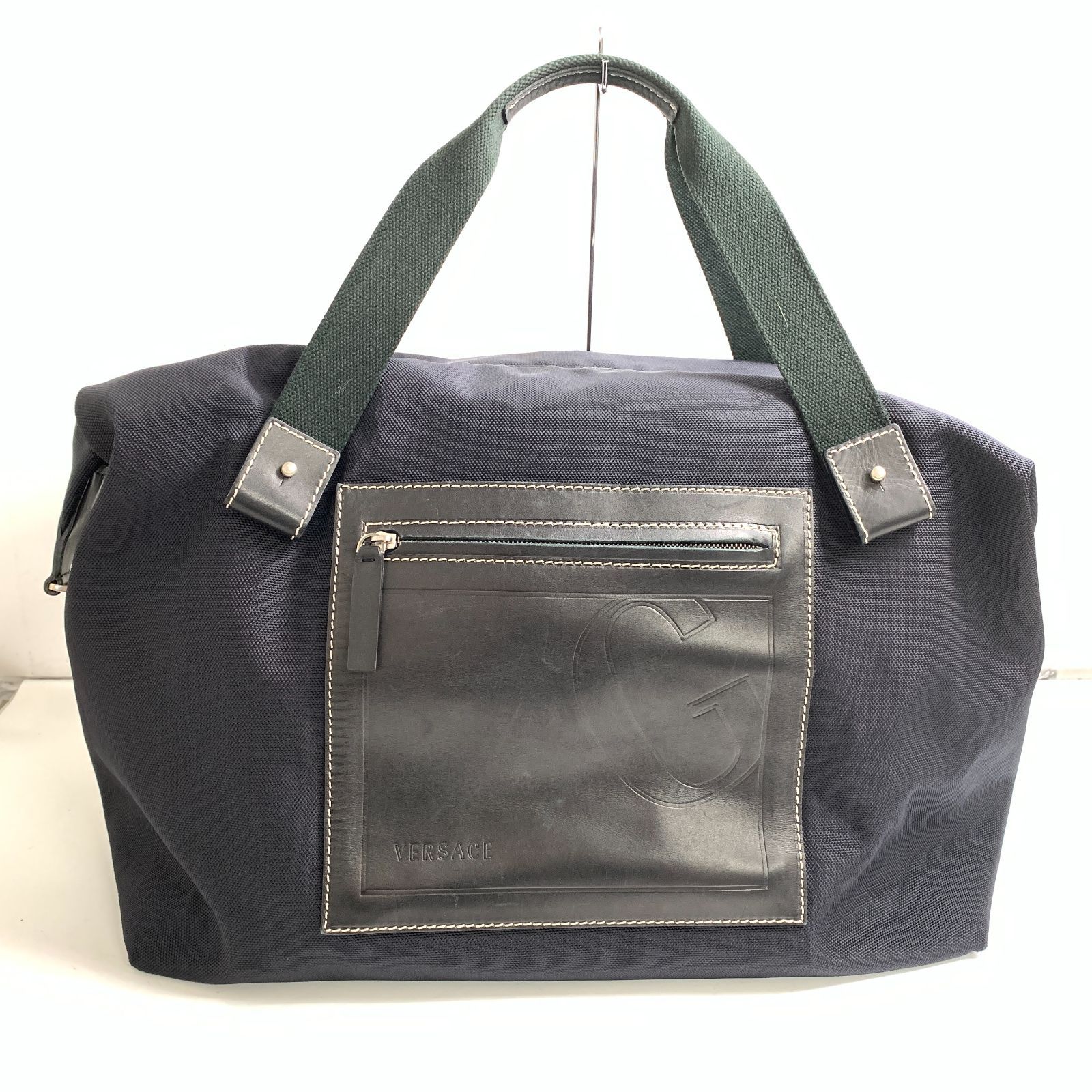 f001 I ＧＩＡＮＮＩ VERSACE ヴェルサーチ ボストンバッグ 旅行鞄 ブラック 黒