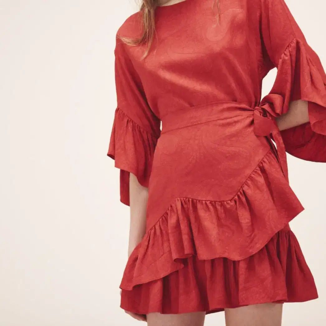 マージュ maje タイアード ラップ フリルワンピース 44-55