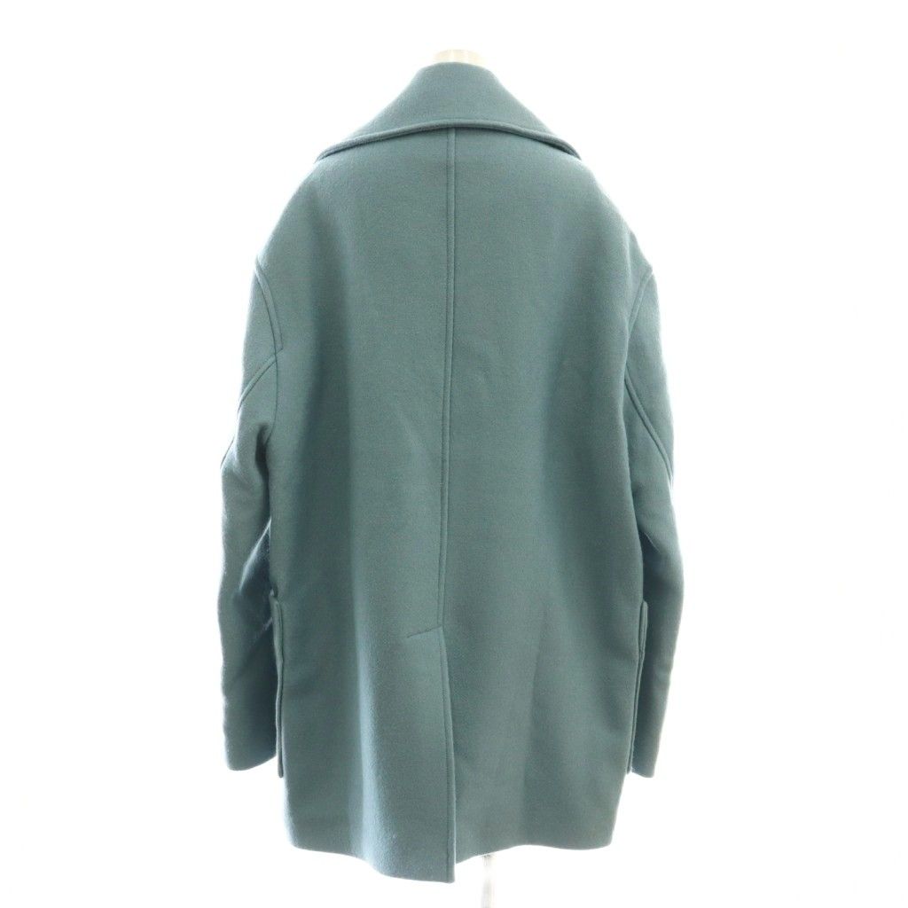 ザラ ZARA ウールブレンドダブルコート チェスター ロング L 青