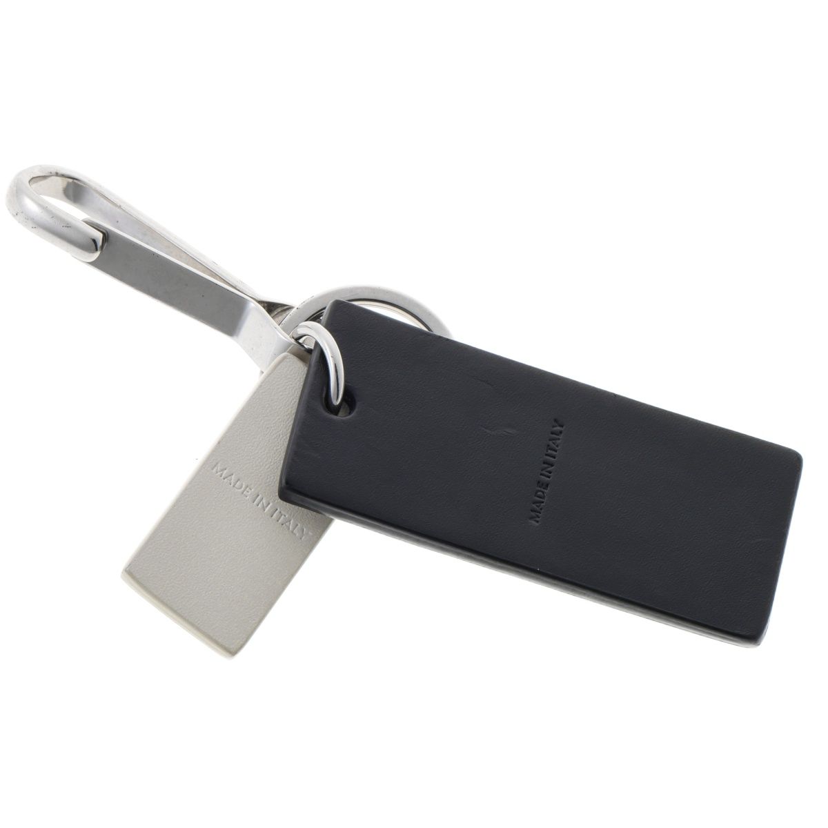 セリーヌ|CELINE ロゴ タグ キーリング | キーホルダー 49I78 レザー|メタル ブラック|ホワイト S-159178