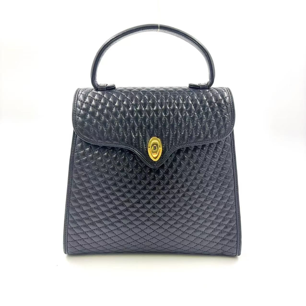 BALLY バリー ハンドバッグ キルティング レザー B金具 タッセル 黒