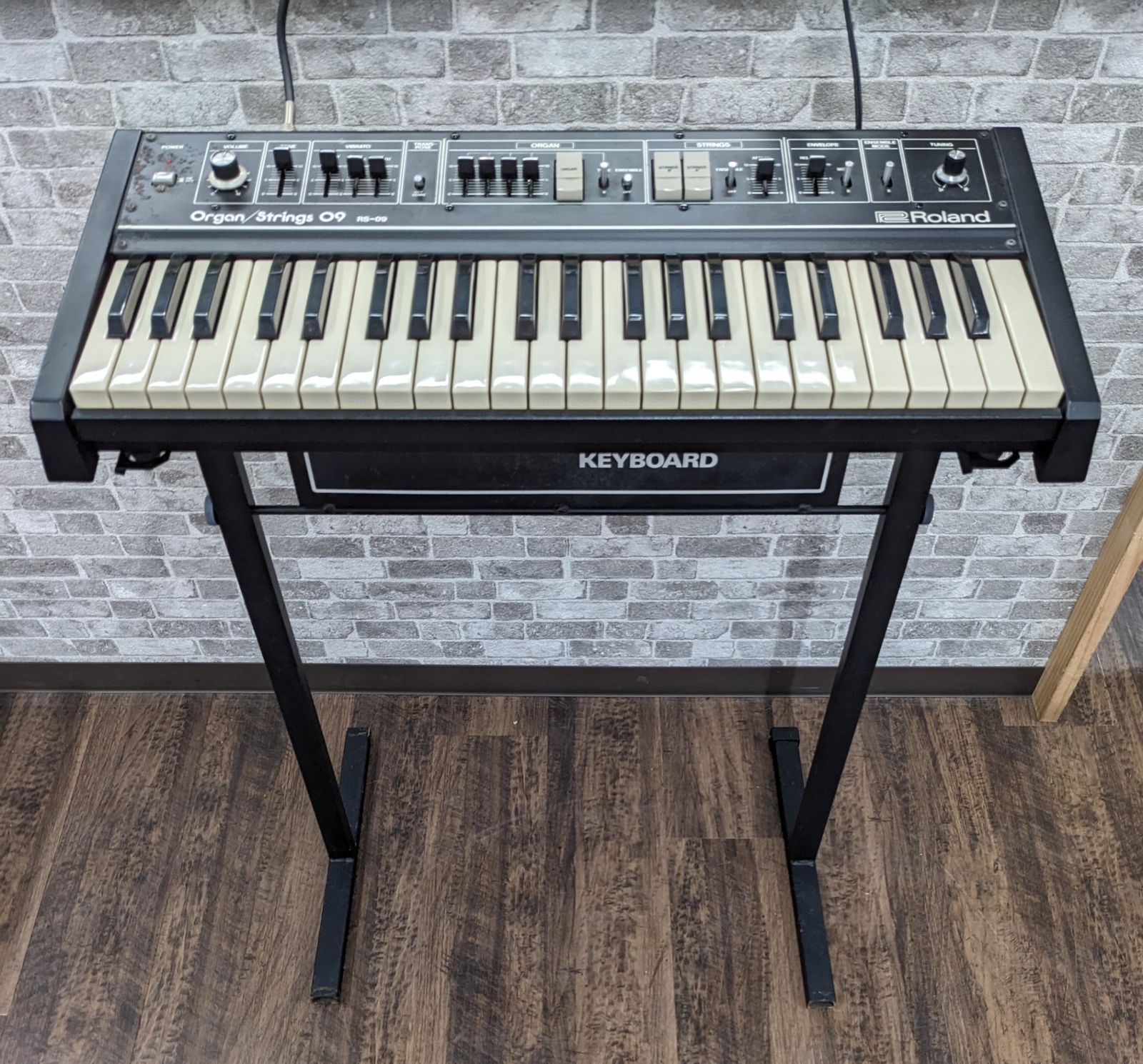 動作品 Roland Organ Strings RS-09 Older Version ローランド アナログ シンセサイザー スタンド付き