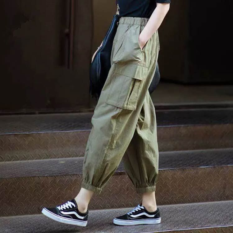 イージーパンツ ジョガーパンツ 春 9分丈 レディース 綿 カジュアルパンツ ゆったり ボトムス ワークパンツ サルエルパンツ タック ダンスウエア ウエストゴム サルエルパンツ 秋 おしゃれ dkhsh592111