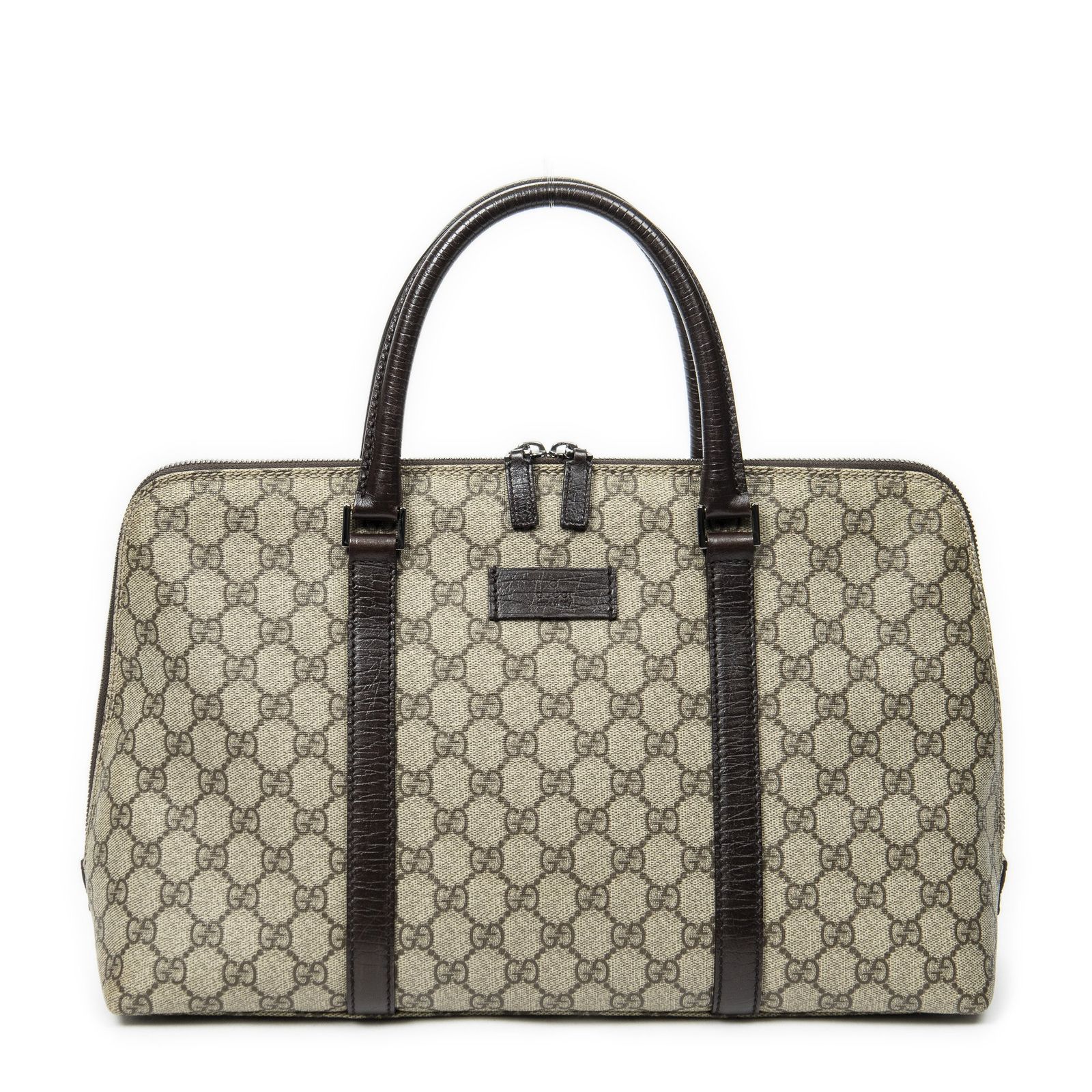 GUCCI グッチボウラードームトップハンドルベージュ|ダークブラウンスプリームPVCキャンバスA